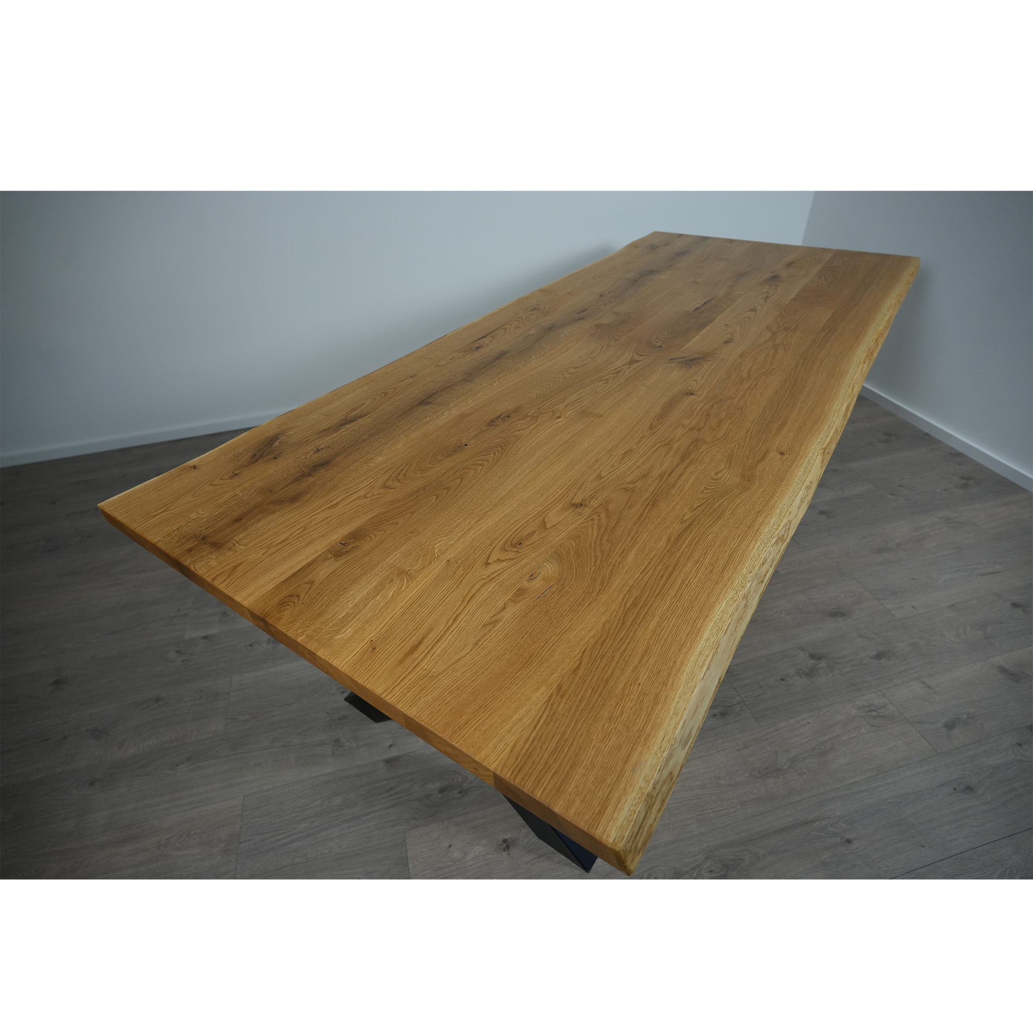 Esstisch Massivholz | Baumkante X - Gestell / Schwarz