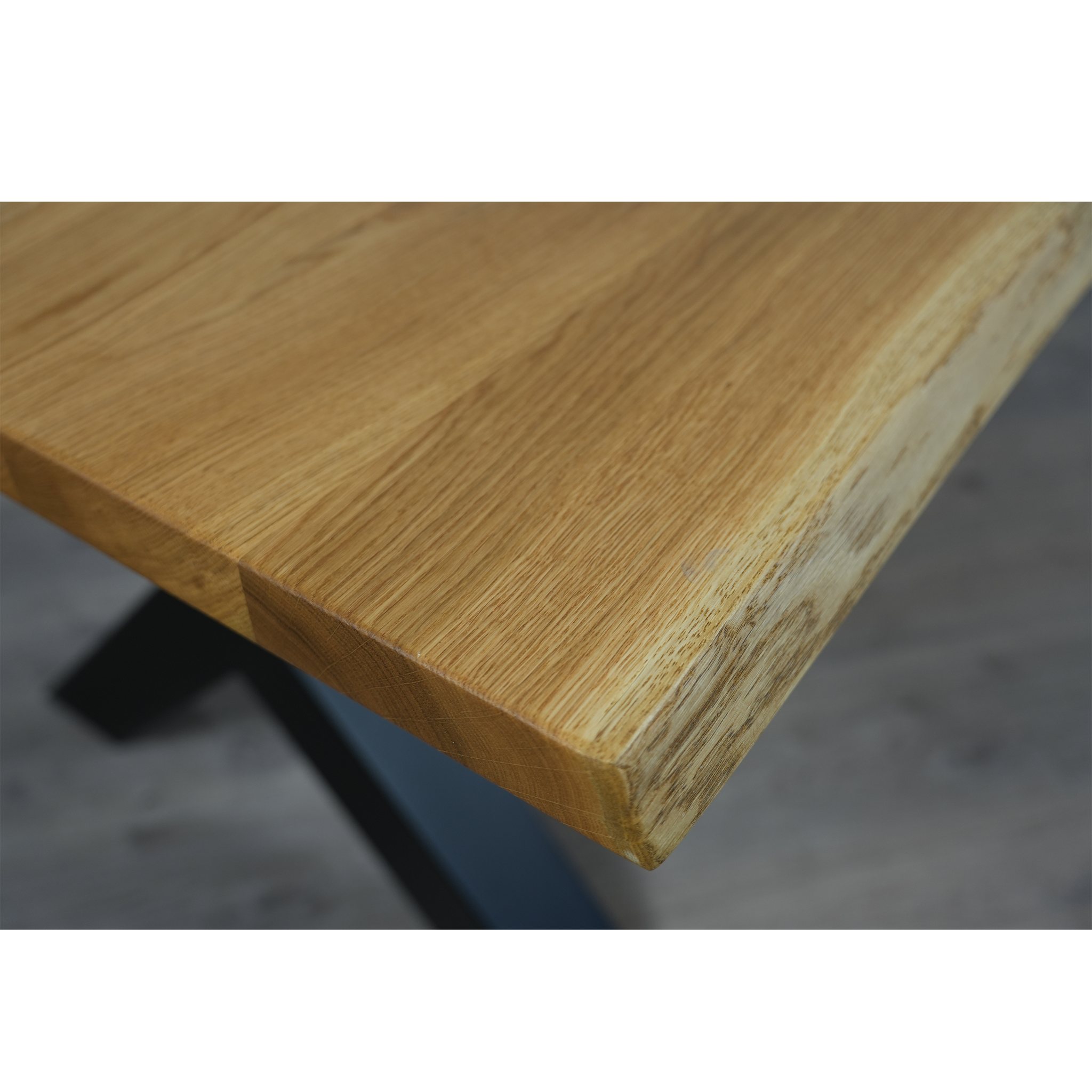 Esstisch Massivholz | Baumkante X - Gestell / Schwarz