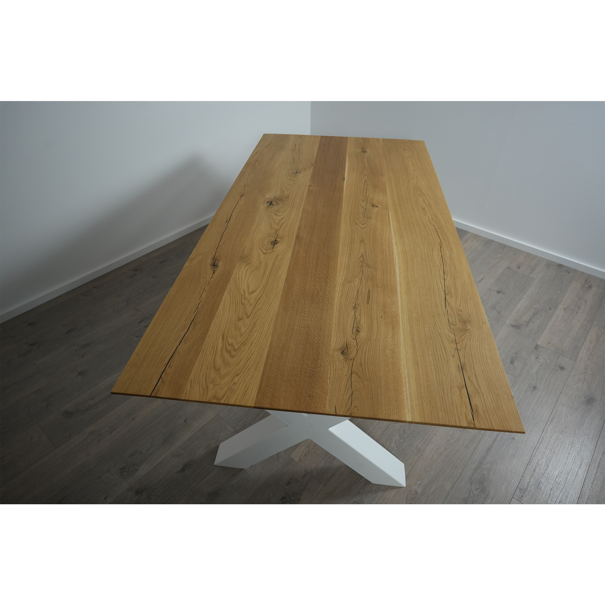 Massivhol Esstisch | Schweizer Kante X - Gestell / Weiß