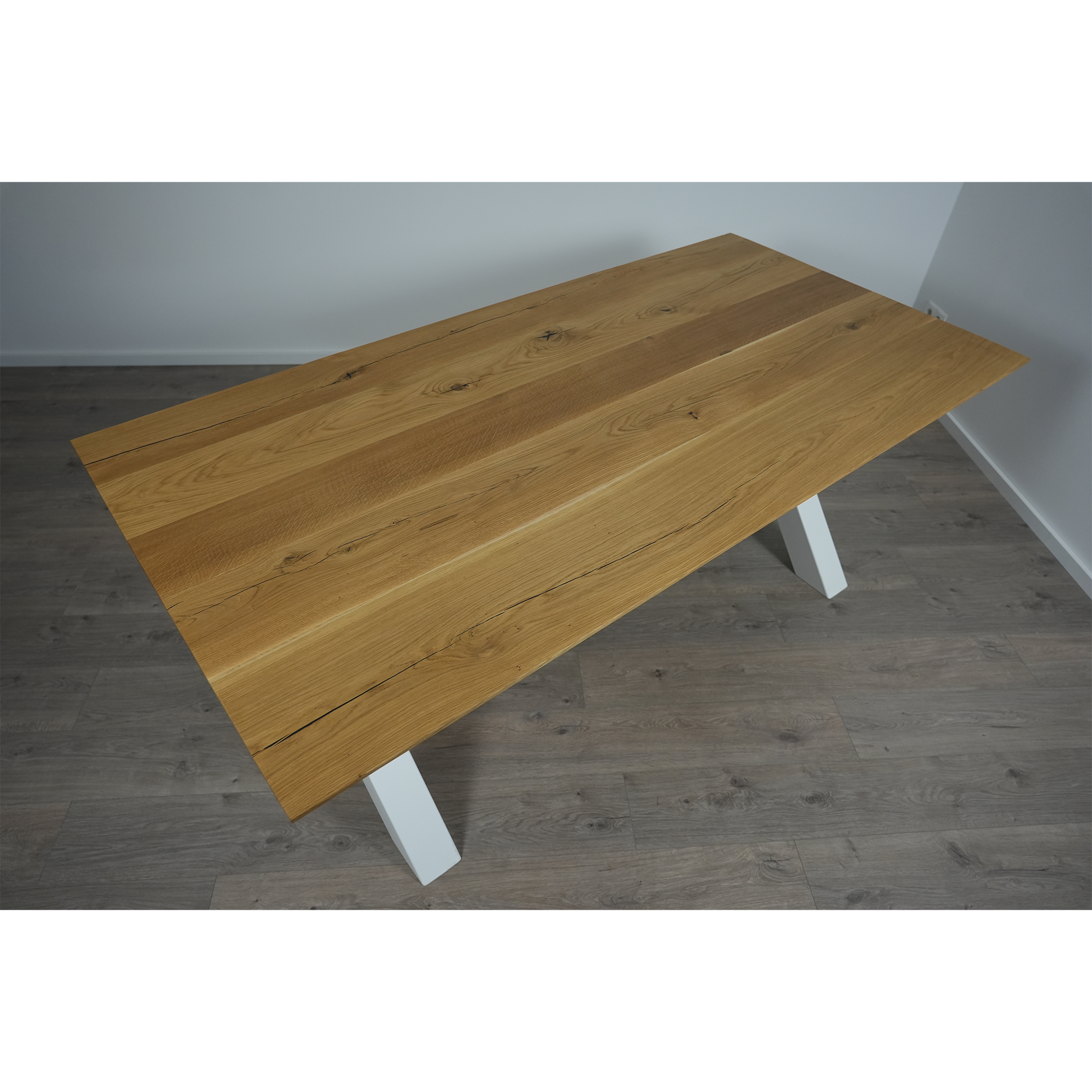 Massivhol Esstisch | Schweizer Kante X - Gestell / Weiß