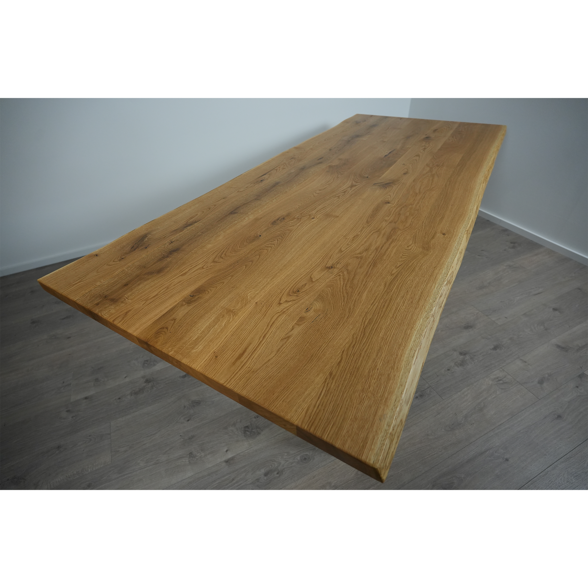 Massivhol Esstisch | Baumkante X - Gestell / Weiß