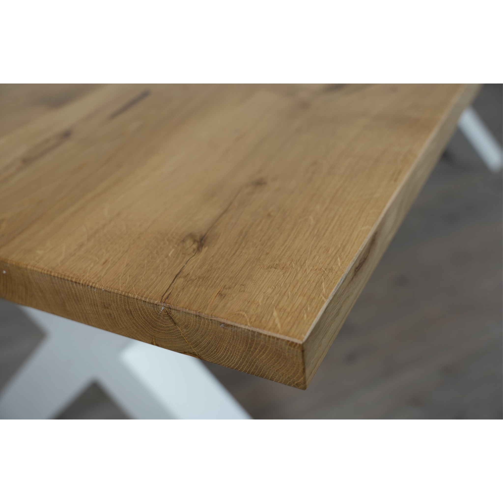 Massivhol Esstisch | Gerade Kante X - Gestell / Weiß