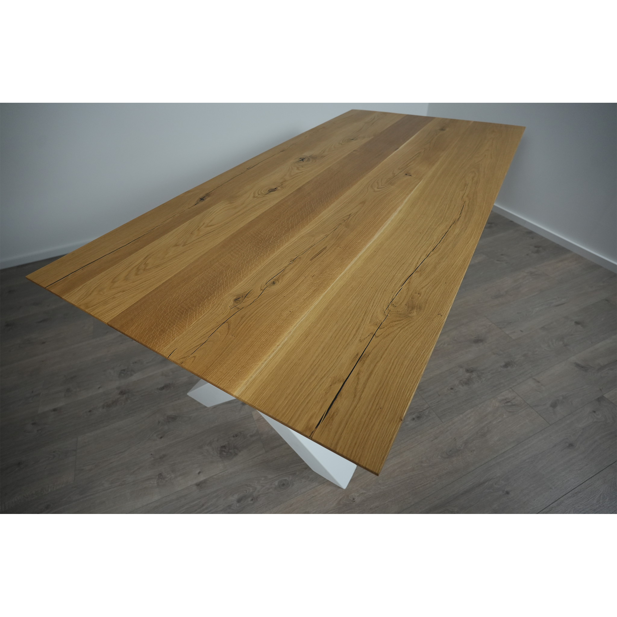 Massivhol Esstisch | Schweizer Kante X - Gestell / Weiß