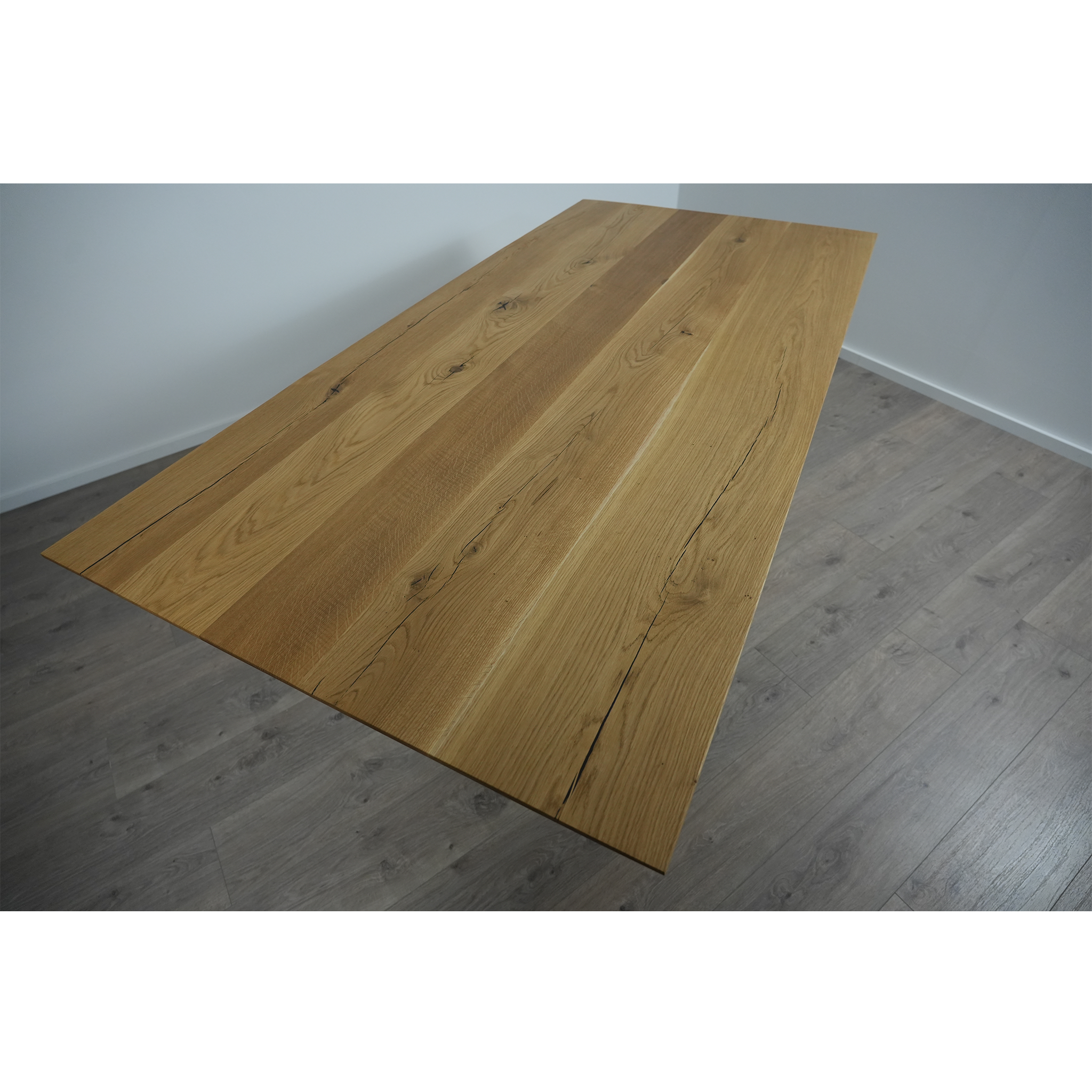 Massivholz Esstisch | Schweizer Kante Spider Gestell / Weiß