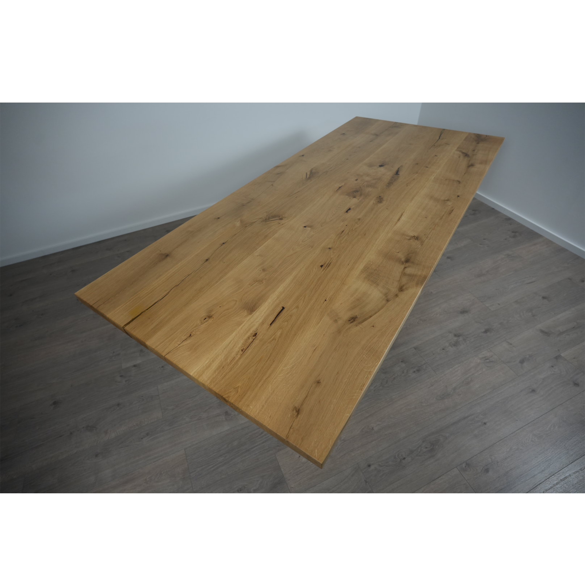 Massivholz Esstisch | Gerade Kante Spider Gestell / Weiß