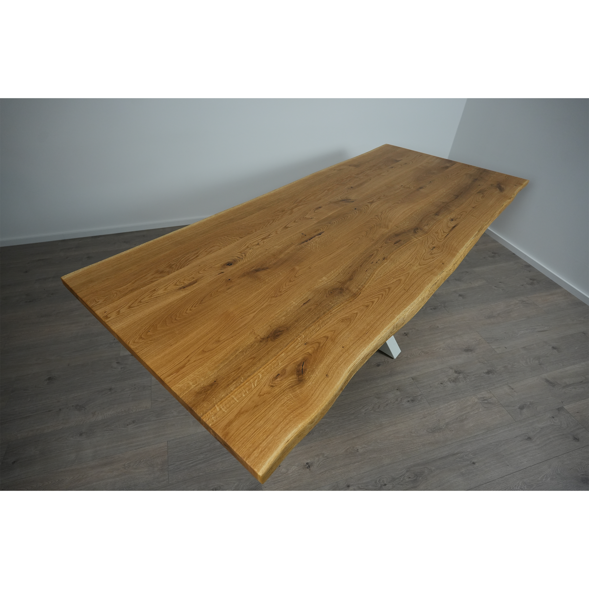 Massivholz Esstisch | Baumkante Spider Gestell / Weiß