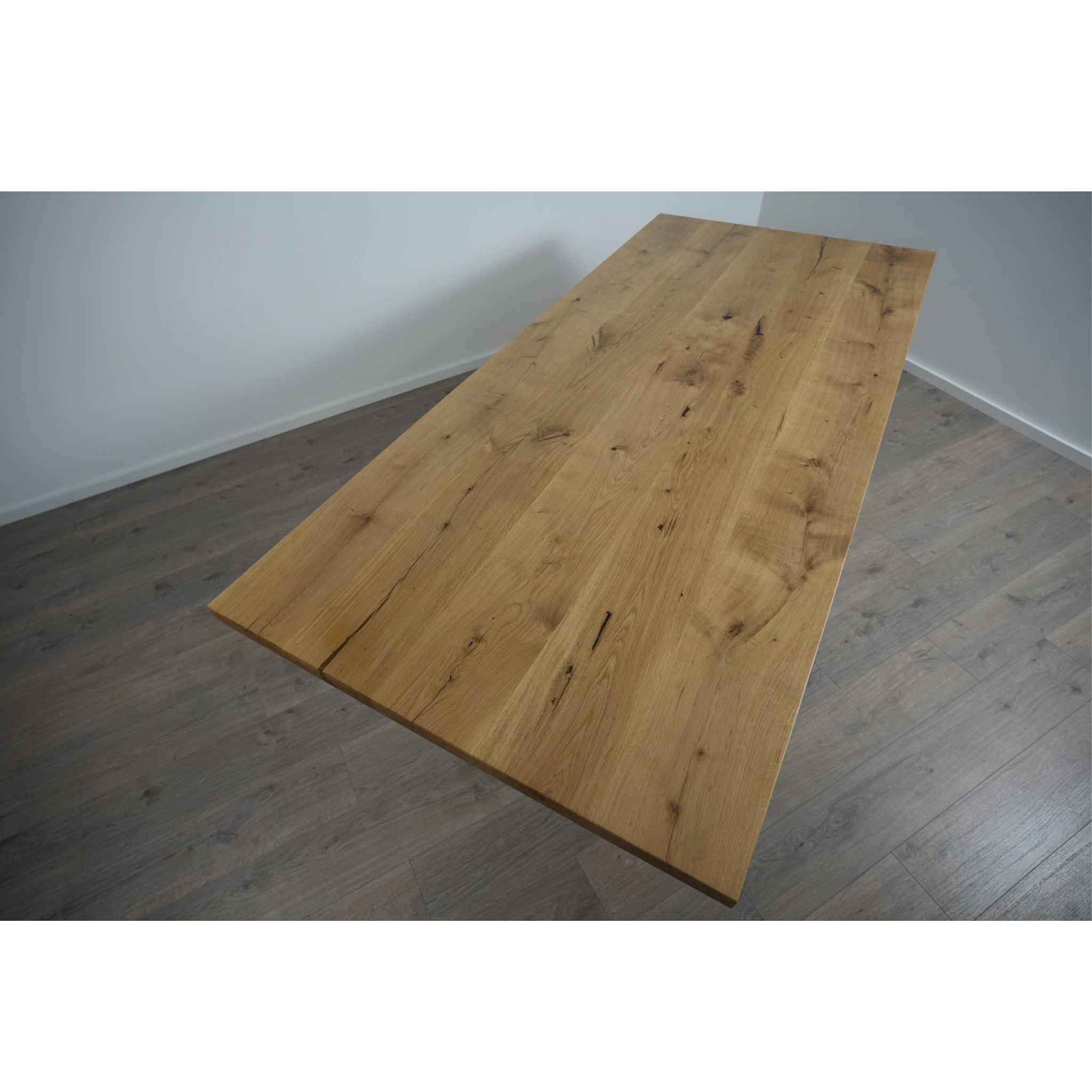 Massivholz Esstisch | Gerade Kante Spider Gestell / Weiß