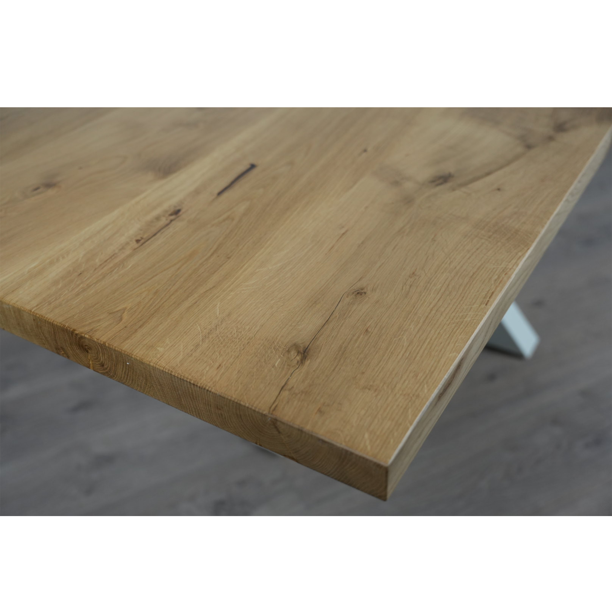 Massivholz Esstisch | Gerade Kante Spider Gestell / Weiß