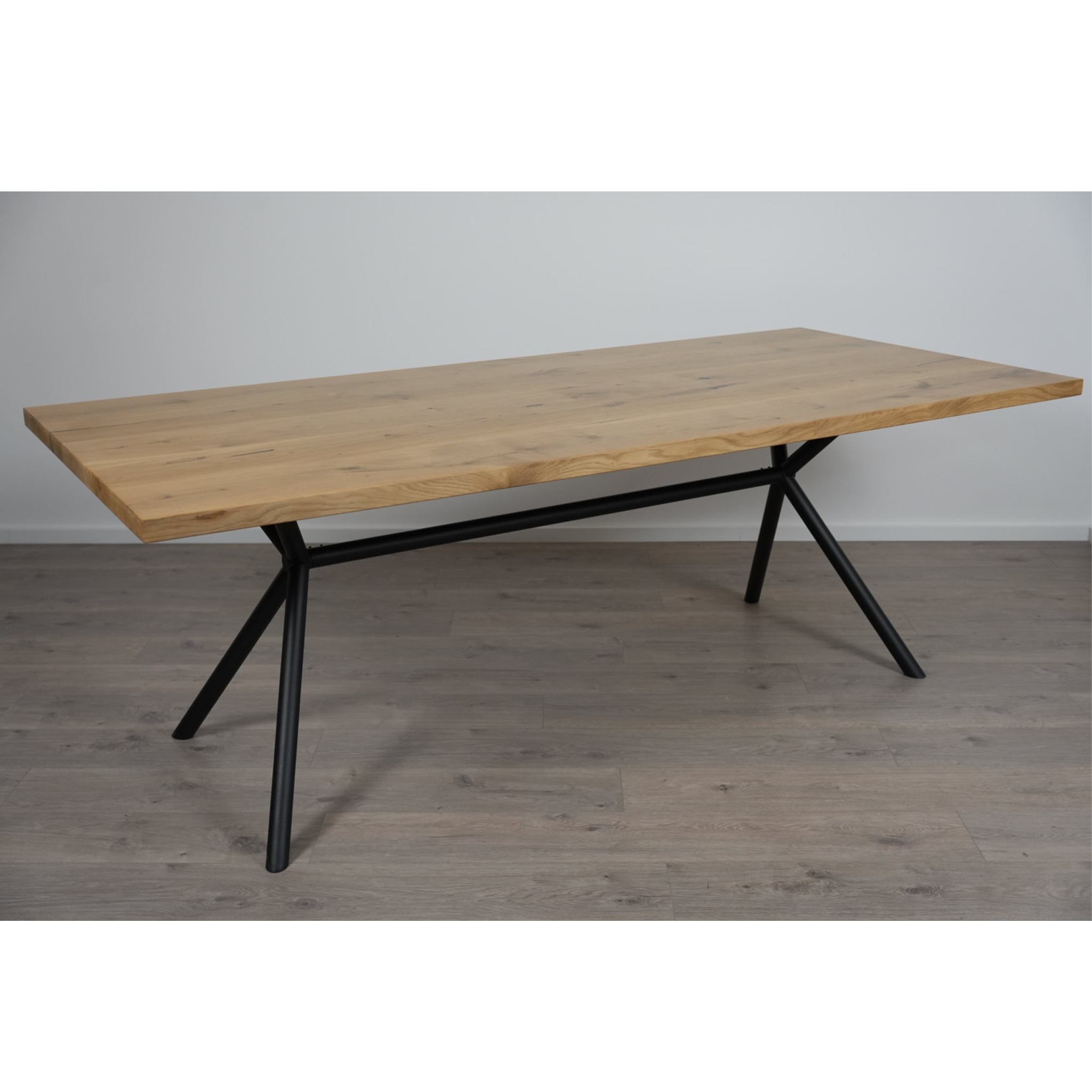 Massivholz Esstisch | Gerade Kante Rex Long Gestell / Schwarz