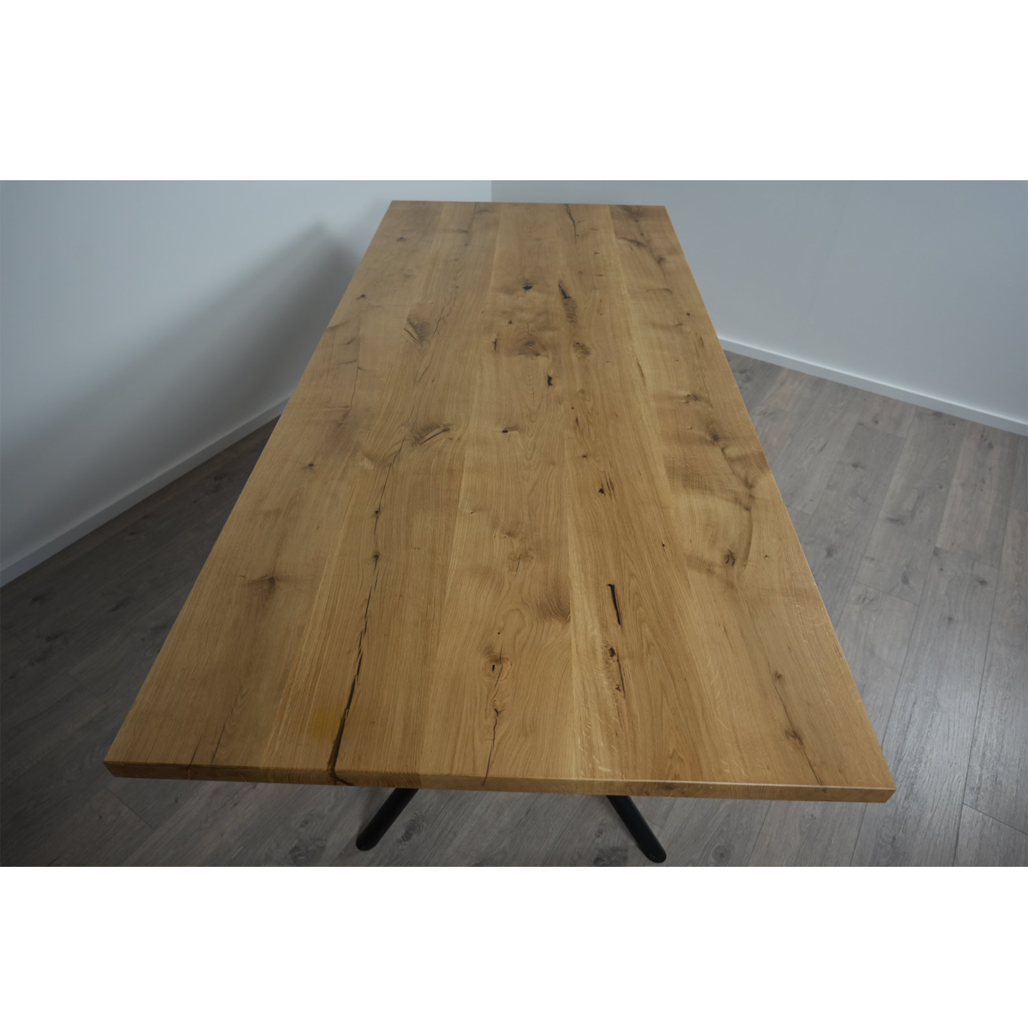 Massivholz Esstisch | Gerade Kante Rex Long Gestell / Schwarz