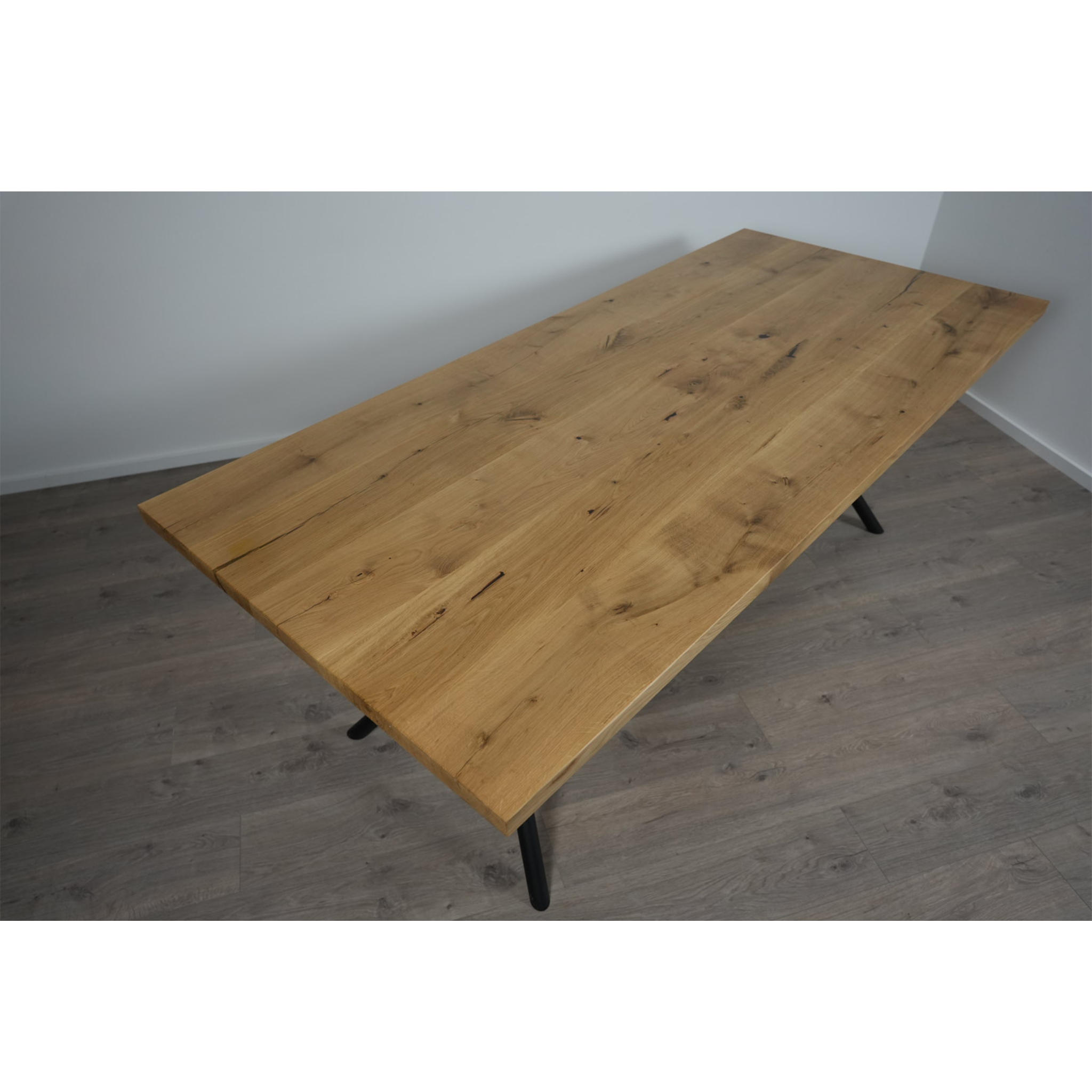 Massivholz Esstisch | Gerade Kante Rex Long Gestell / Schwarz