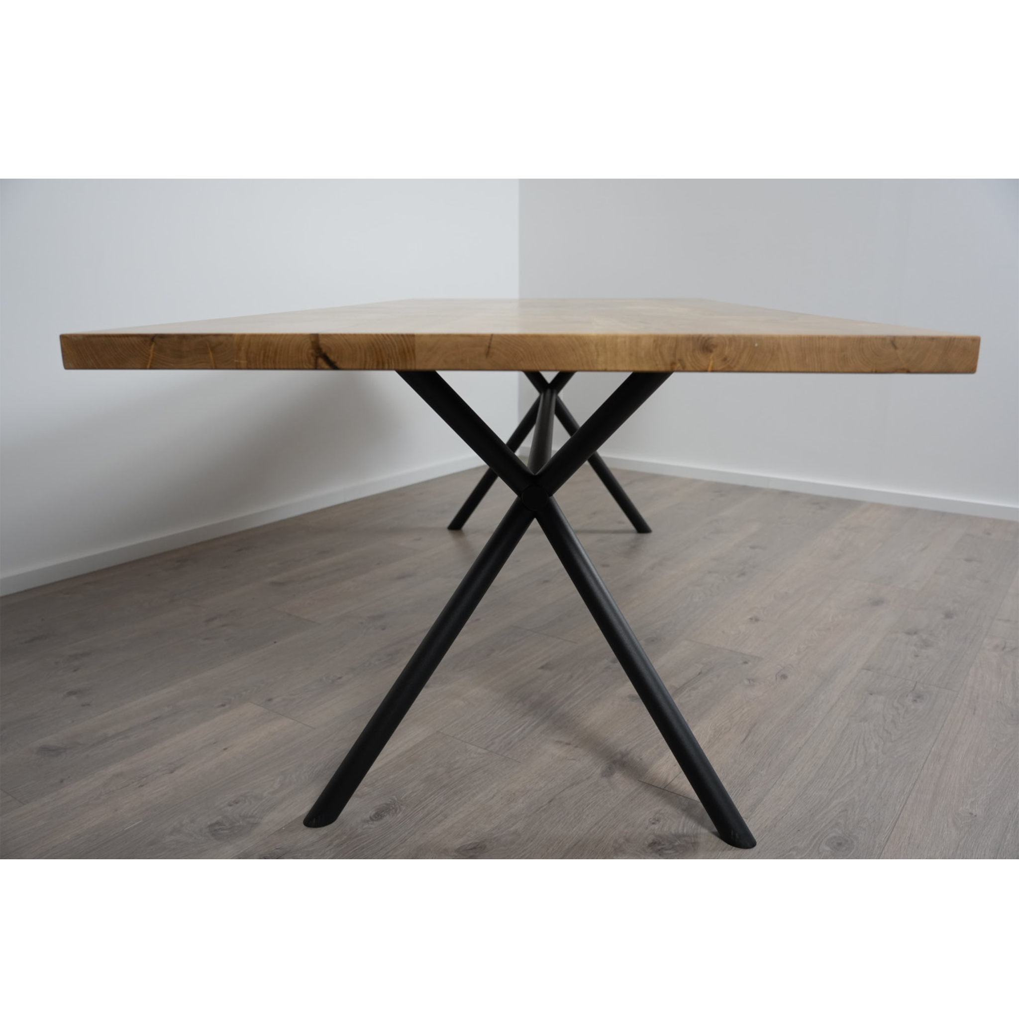 Massivholz Esstisch | Gerade Kante Rex Long Gestell / Schwarz