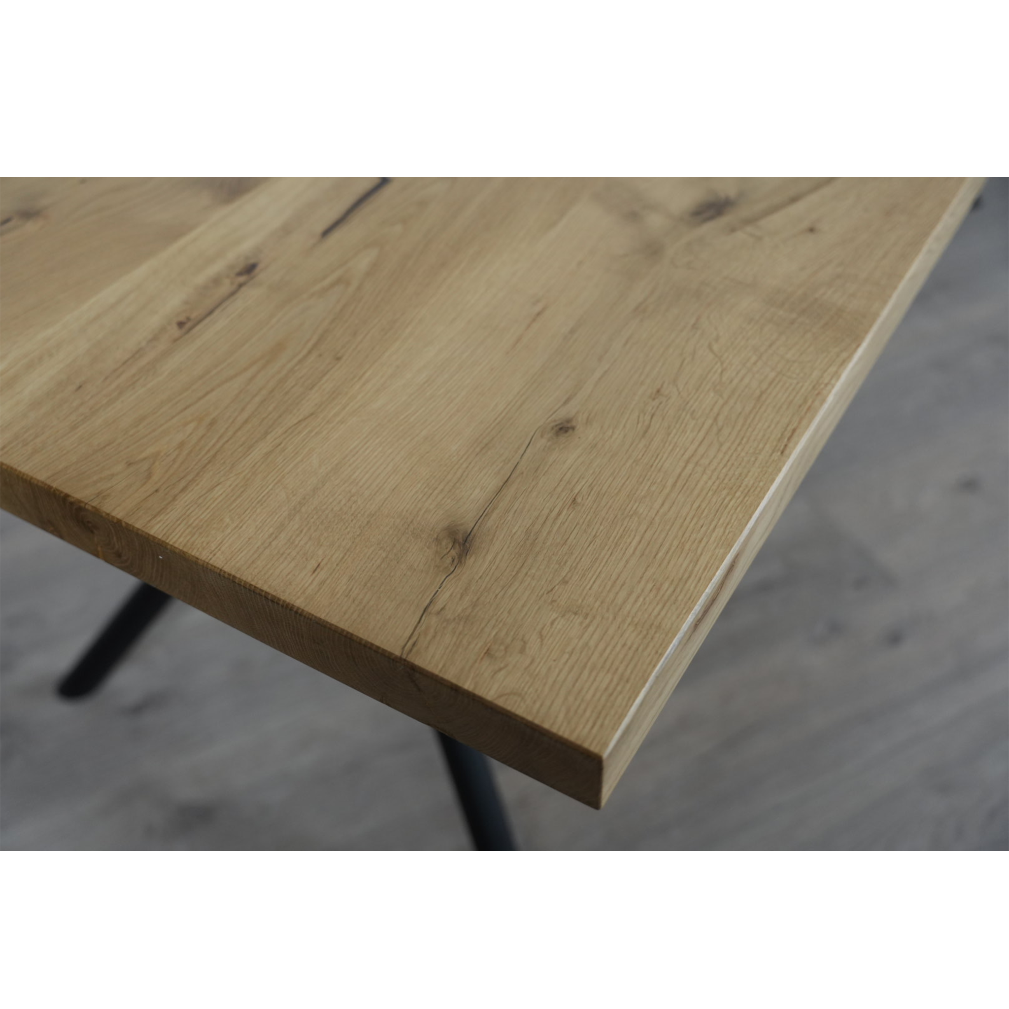 Massivholz Esstisch | Gerade Kante Rex Long Gestell / Schwarz