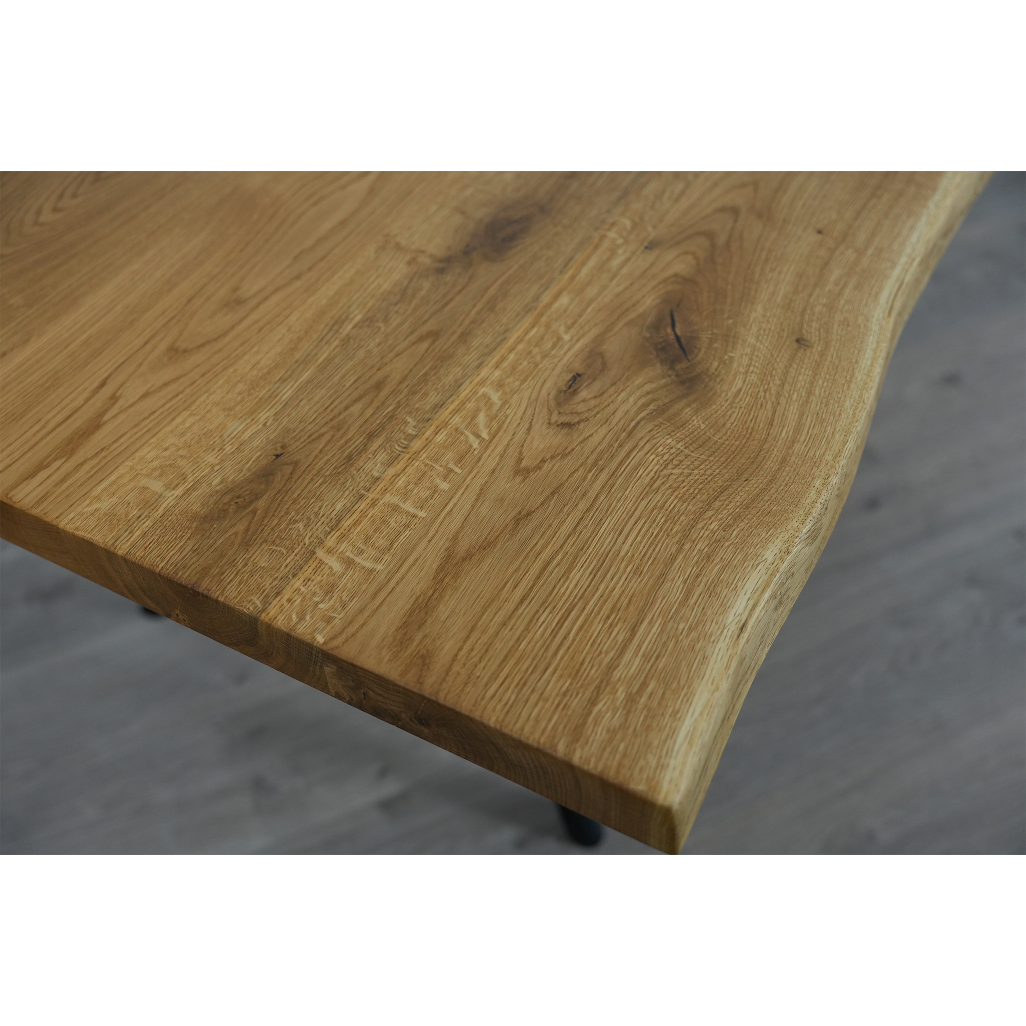 Massivholz Esstisch | Baumkante Rex Long Gestell / Schwarz