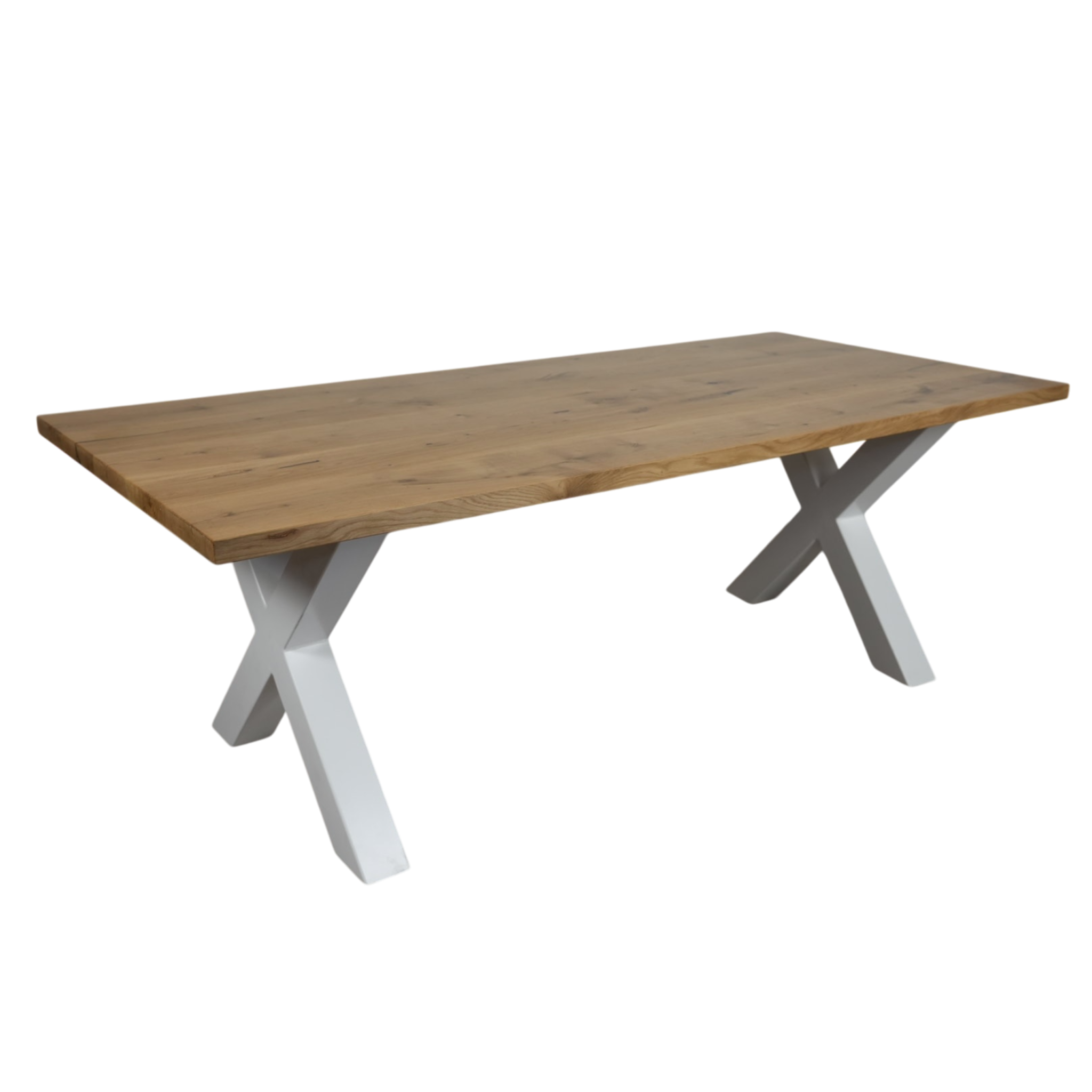 Massivhol Esstisch | Gerade Kante X - Gestell / Weiß