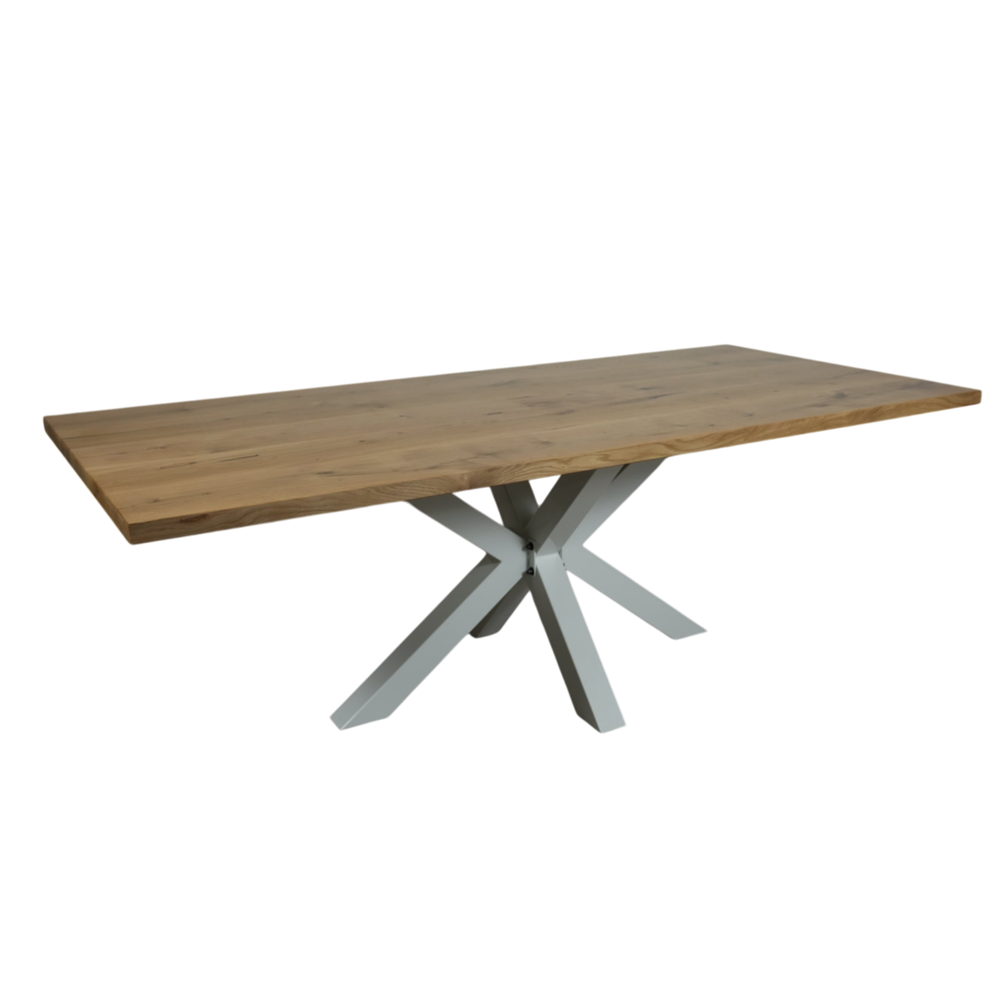 Massivholz Esstisch | Gerade Kante Spider Gestell / Weiß