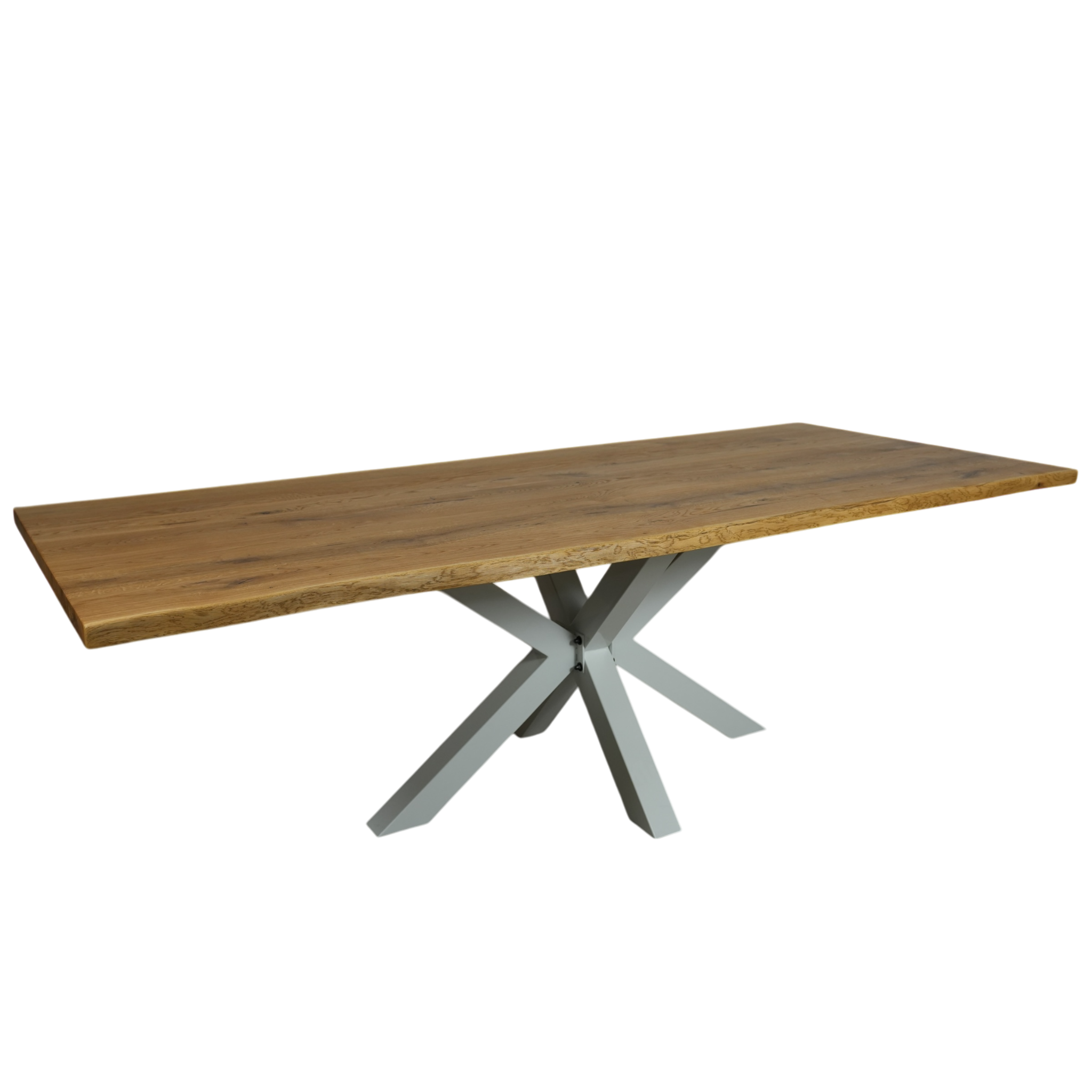 Massivholz Esstisch | Baumkante Spider Gestell / Weiß