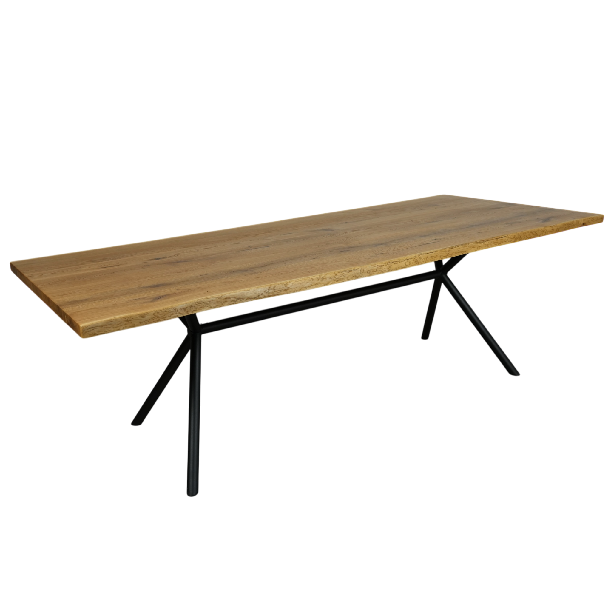Massivholz Esstisch | Baumkante Rex Long Gestell / Schwarz