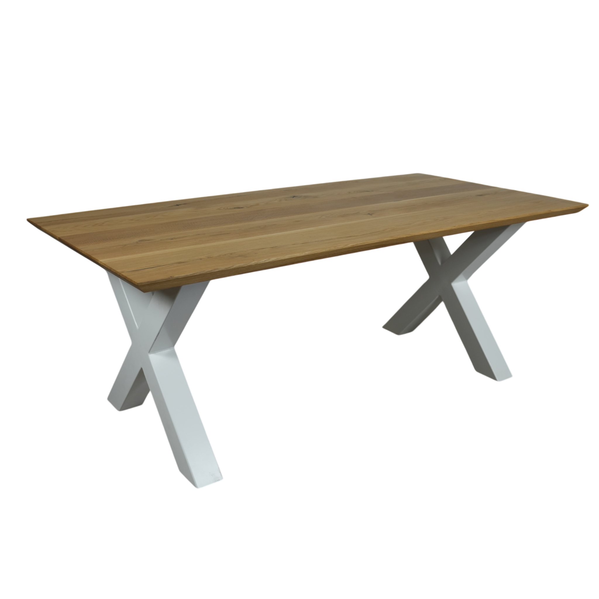 Massivhol Esstisch | Schweizer Kante X - Gestell / Weiß