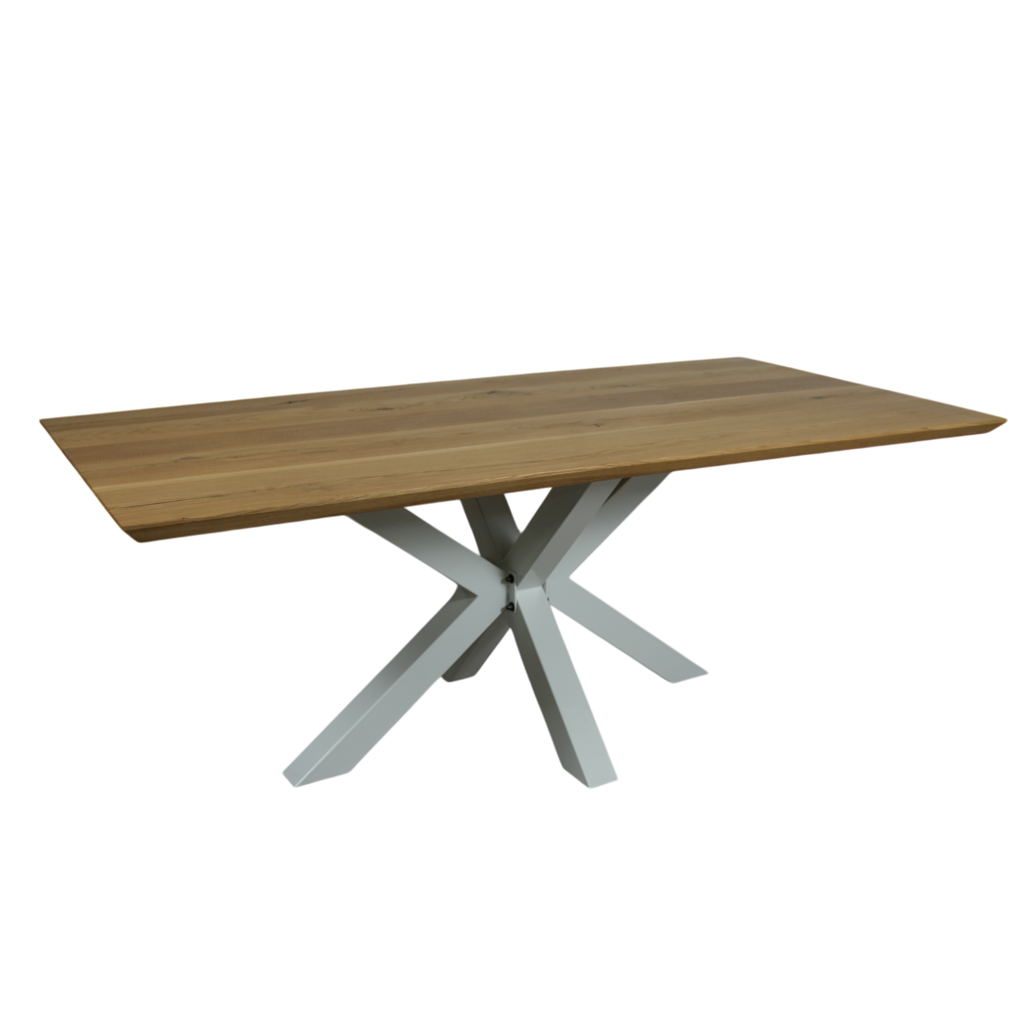 Massivholz Esstisch | Schweizer Kante Spider Gestell / Weiß