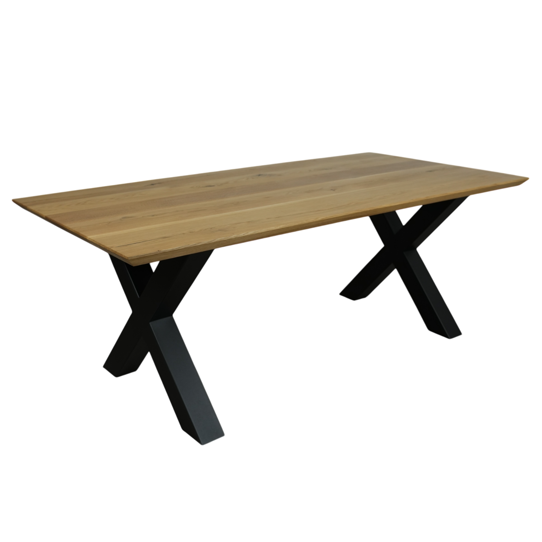 Esstisch Massivholz | Schweizer Kante X - Gestell / Schwarz