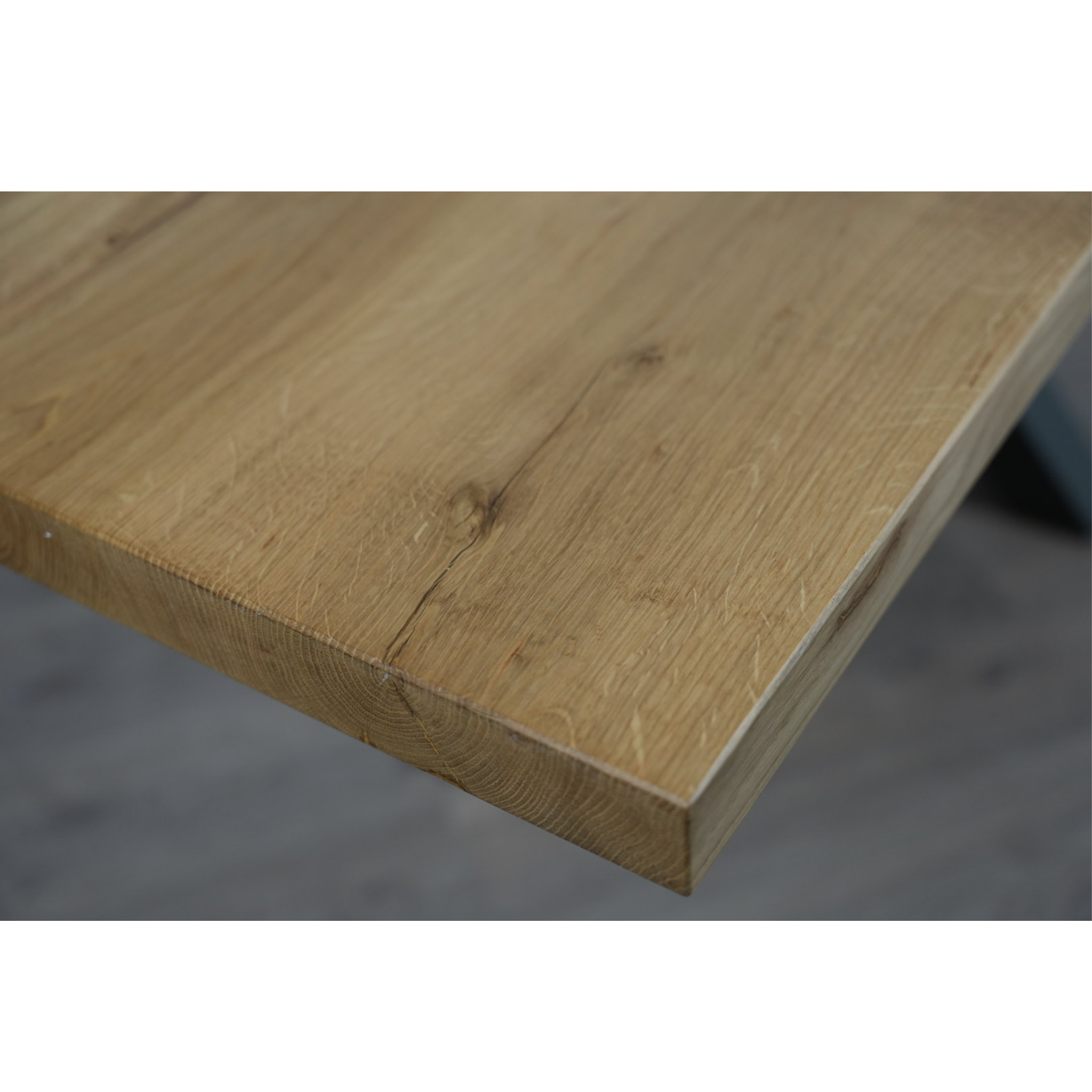 Massivholz Esstisch| Gerade Kante Spider Gestell / Grau